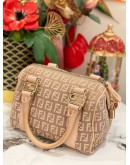 FENDI ZUCCHINO CANVAS BOSTON HANDLE BAG 