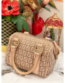 FENDI ZUCCHINO CANVAS BOSTON HANDLE BAG 