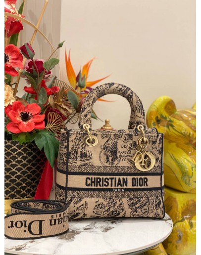 (LIKE NEW) CHRISTIAN DIOR MEDIUM LADY D-LITE BAG WITH STRAP