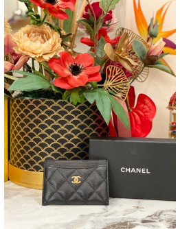 (LIKE NEW) CHANEL CAVIAR CLASSIC CARDHOLDER GHW -FULL SET-