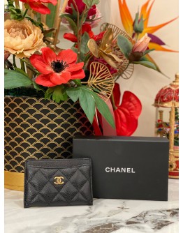 (LIKE NEW) CHANEL CAVIAR CLASSIC CARDHOLDER GHW -FULL SET-