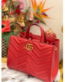 (LIKE NEW) GUCCI RED QUILTED MARMONT TOTE BAG