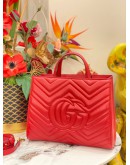 (LIKE NEW) GUCCI RED QUILTED MARMONT TOTE BAG