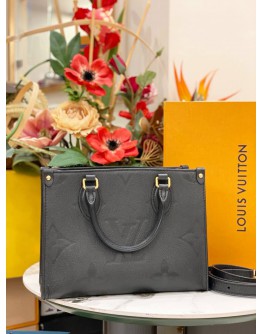 (LIKE NEW)LOUIS VUITTON MONOGRAM EMPREINTE ON THE GO PM BLACK WITH STRAP -FULL SET-