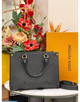 (LIKE NEW)LOUIS VUITTON MONOGRAM EMPREINTE ON THE GO PM BLACK WITH STRAP -FULL SET-