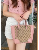 GUCCI SOFT PINK CANVAS BREE TOP HANDLE TOTE SMALL BAG