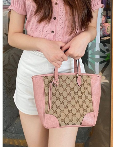 GUCCI SOFT PINK CANVAS BREE TOP HANDLE TOTE SMALL BAG