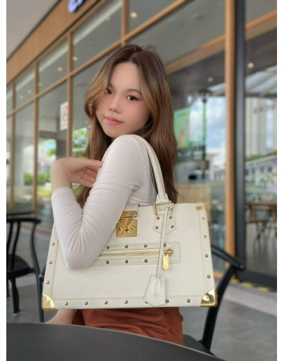 LOUIS VUITTON SUHALI LE FABULEUX WHITE HANDLE BAG