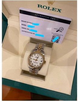 2004 ROLEX DATEJUST REF 78273 HALF 18K 750 YELLOW GOLD IVORY WHITE DIAL 31MM AUTOMATIC WATCH