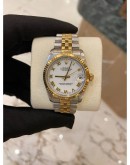 2004 ROLEX DATEJUST REF 78273 HALF 18K 750 YELLOW GOLD IVORY WHITE DIAL 31MM AUTOMATIC WATCH