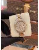 2003 ROLEX LADY DATEJUST DIAMOND BEZEL HALF 18K 750 YELLOW GOLD REF 79163 26MM AUTOMATIC WATCH