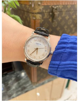 (BRAND NEW) 2024 MONTBLANC TRADITION DATE MOTHER OF PEARL DIAL 32MM AUTOMATIC WATCH