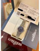 (UNUSED) 2024 LONGINES PRESENCE REF L4.321.4.92.6 BLUE DIAL 24MM AUTOMATIC WATCH FULL SET