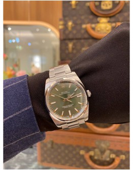 (BRAND NEW) 2017 ROLEX AIR KING OYSTER PERPETUAL 34 REF 114200 OLIVE GREEN DIAL 34MM AUTOMATIC WATCH FULL SET