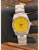 (LIKE NEW) 2021 ROLEX OYSTER PERPETUAL 41 REF 124300 AFTER YELLOW DIAL 41MM AUTOMATIC WATCH FULL SET