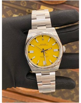 (LIKE NEW) 2021 ROLEX OYSTER PERPETUAL 41 REF 124300 AFTER YELLOW DIAL 41MM AUTOMATIC WATCH FULL SET