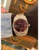 (UNUSED) 2019 ROLEX OYSTER PERPETUAL 39 REF 114300 FULL STICKER PURPLE TULIP DIAL 39MM AUTOMATIC WATCH FULL SET
