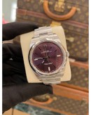 (UNUSED) 2019 ROLEX OYSTER PERPETUAL 39 REF 114300 FULL STICKER PURPLE TULIP DIAL 39MM AUTOMATIC WATCH FULL SET