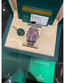 (UNUSED) 2019 ROLEX OYSTER PERPETUAL 39 REF 114300 FULL STICKER PURPLE TULIP DIAL 39MM AUTOMATIC WATCH FULL SET