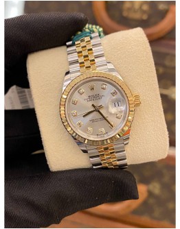 (BRAND NEW) 2022 ROLEX LADY DATEJUST REF 279173 DIAMOND DIAL HALF 18K 750 YELLOW GOLD 28MM AUTOMATIC WATCH FULL SET