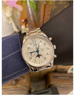 2021 LONGINES MASTER COLLECTION MOON FACE CHRONOGRAPH REF L2.673.4.78.6 WHITE DIAL 40MM AUTOMATIC WATCH