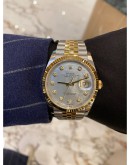 2024 ROLEX DATEJUST 36 REF 126233 HALF 18K 750 YELLOW GOLD MOTHER OF PEARL DIAMOND DIAL 36MM AUTOMATIC WATCH FULL SET