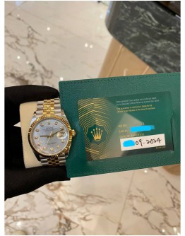 2024 ROLEX DATEJUST 36 REF 126233 HALF 18K 750 YELLOW GOLD MOTHER OF PEARL DIAMOND DIAL 36MM AUTOMATIC WATCH FULL SET