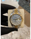 2024 ROLEX DATEJUST 36 REF 126233 HALF 18K 750 YELLOW GOLD MOTHER OF PEARL DIAMOND DIAL 36MM AUTOMATIC WATCH FULL SET