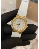 2017 BAUME & MERCIER RIVIERA FACTORY DIAMOND 18K 750 YELLOW GOLD 33MM QUARTZ WATCH