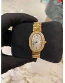 2013 CARTIER BAIGNOIRE BATHTUB FACTORY DIAMOND FULL 18K 750 YELLOW GOLD 31MM QUARTZ WATCH FULL SET