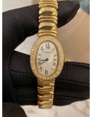 2013 CARTIER BAIGNOIRE BATHTUB FACTORY DIAMOND FULL 18K 750 YELLOW GOLD 31MM QUARTZ WATCH FULL SET