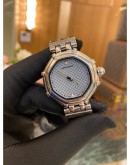 2010 GERALD GENTA SUCCESS 18K 750 WHITE GOLD 98GRAM OCTAGONAL SAPPHIRE CUT MIRROR 35MM x 40MM AUTOMATIC WATCH