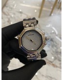 2010 GERALD GENTA SUCCESS 18K 750 WHITE GOLD 98GRAM OCTAGONAL SAPPHIRE CUT MIRROR 35MM x 40MM AUTOMATIC WATCH