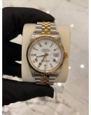 ROLEX DATEJUST 36 REF 16233 DIAMOND HALF 18K 750 YELLOW GOLD 36MM AUTOMATIC WATCH FULL SET