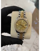 2019 ROLEX DATEJUST 31 REF 178383 HALF 18K 750 YELLOW GOLD DIAMOND BEZEL CHAMPAGNE DIAMOND DIAL 31MM AUTOMATIC WATCH FULL SET