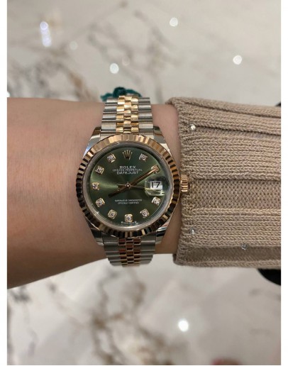 2021 ROLEX LADY DATEJUST REF 279171 AVOCADO GREEN DIAMOND DIAL GODDNESS 28MM AUTOMATIC WATCH FULL SET