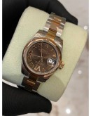 ROLEX OYSTER PERPETUAL LADY DATEJUST HALF 18K 750 ROSE GOLD DIAMOND DIAL REF179161 WATCH YEAR 2016 FULL SET