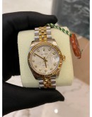 ROLEX OYSTER PERPETUAL LADY DATEJUST JUBILEE BRACELET HALF 18K Y50 YELLOW GOLD DIAMOND DIAL 31MM REF 178273 YEAR 2017 WATCH FULL SET