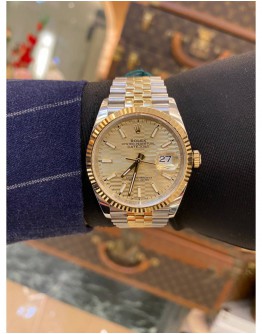 2021 ROLEX DATEJUST 36 REF 126233 HALF 18K 750 YELLOW GOLD CHAMPAGNE DIAL 36MM AUTOMATIC WATCH FULL SET