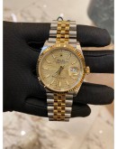 2021 ROLEX DATEJUST 36 REF 126233 HALF 18K 750 YELLOW GOLD CHAMPAGNE DIAL 36MM AUTOMATIC WATCH FULL SET