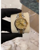 2021 ROLEX DATEJUST REF 278273 HALF 18K 750 YELLOW GOLD DIAMOND CHAMPAGNE DIAL 31MM AUTOMATIC WATCH FULL SET