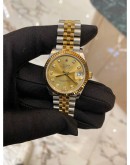 2021 ROLEX DATEJUST REF 278273 HALF 18K 750 YELLOW GOLD DIAMOND CHAMPAGNE DIAL 31MM AUTOMATIC WATCH FULL SET