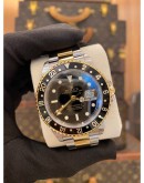 ROLEX GMT-MASTER II REF 16713 HALF 18K 750 YELLOW GOLD BLACK DIAL 40MM AUTOMATIC WATCH