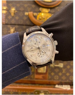 2011 IWC PILOT SPITFIRE CHRONOGRAPH REF IW3717 WHITE DIAL 42MM AUTOMATIC WATCH FULL SET