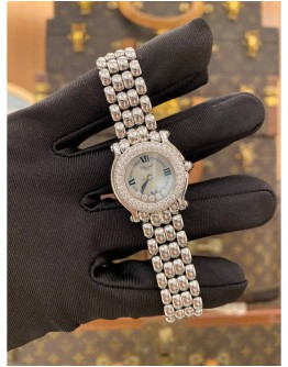 (LIKE NEW) 2017 CHOPARD HAPPY SPORT DIAMOND BEZEL DIAMOND BEZEL REF 27/8294-23 26MM QUARTZ WATCH