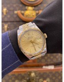 ROLEX DATEJUST 36 HALF 18K 750 YELLOW GOLD REF 16013 CHAMPAGNE DIAL 36MM AUTOMATIC WATCH