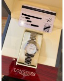 (LIKE NEW) 2022 LONGINES CONQUEST REF L3.376.4.87.6 MOTHER OF PEARL DIAMOND DIAL 29.5MM QUARTZ WATCH