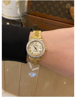 ROLEX LADY DATEJUST REF 6927 HALF 18K 750 YELLOW GOLD ROMAN WHITE DIAL 26MM AUTOMATIC WATCH
