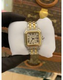 (LIKE NEW) 2010 CARTIER PANTHERE MM REF 187949 SS HALF 18K 750 YELLOW GOLD 28MM QUARTZ WATCH FULL SET