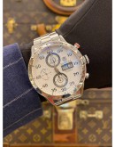 2013 TAG HEUER CARRERA CALIBRE 16 CHRONOGRAPH REF CV2A11 WHITE DIAL 44MM AUTOMATIC WATCH FULL SET